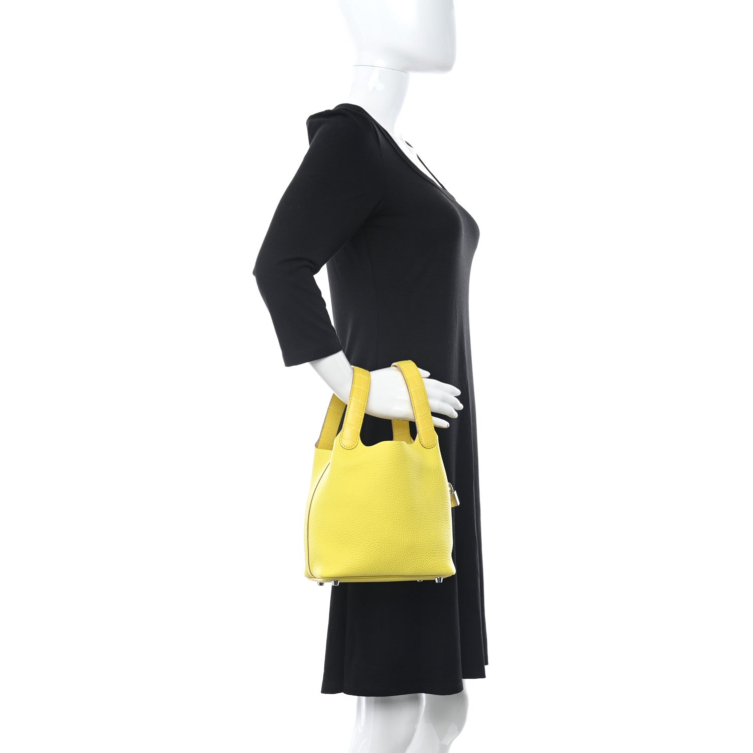 Hermes Taurillon Clemence Matte Alligator Picotin Lock Touch 18 PM Mimosa 2 of 11