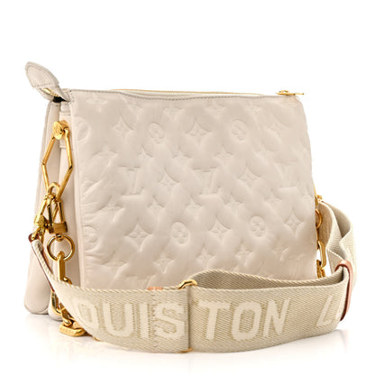 Louis Vuitton Lambskin Embossed Monogram Coussin PM Beige Cream 3 of 18
