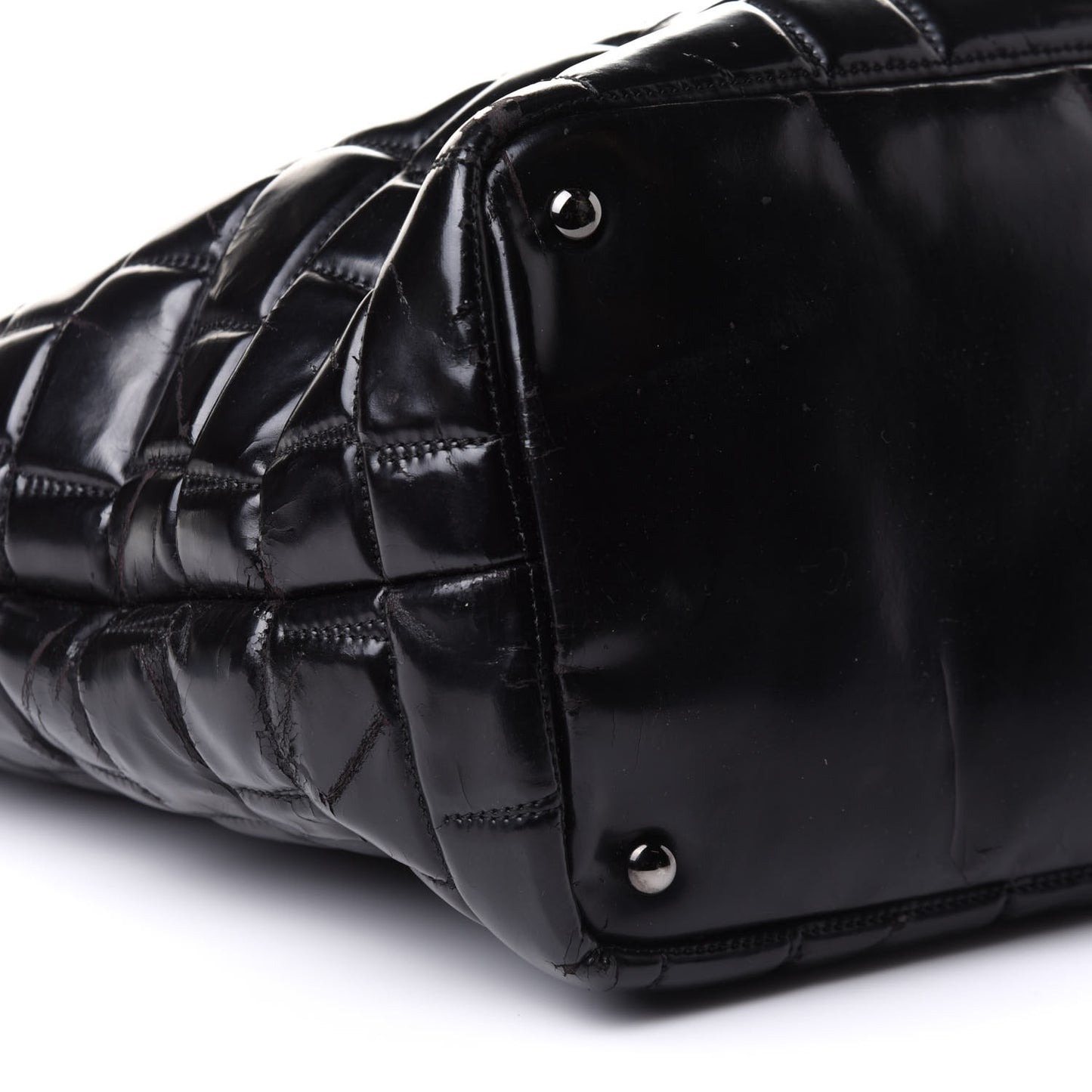 Vinyl Quilted Frozen Shopping Tote Black