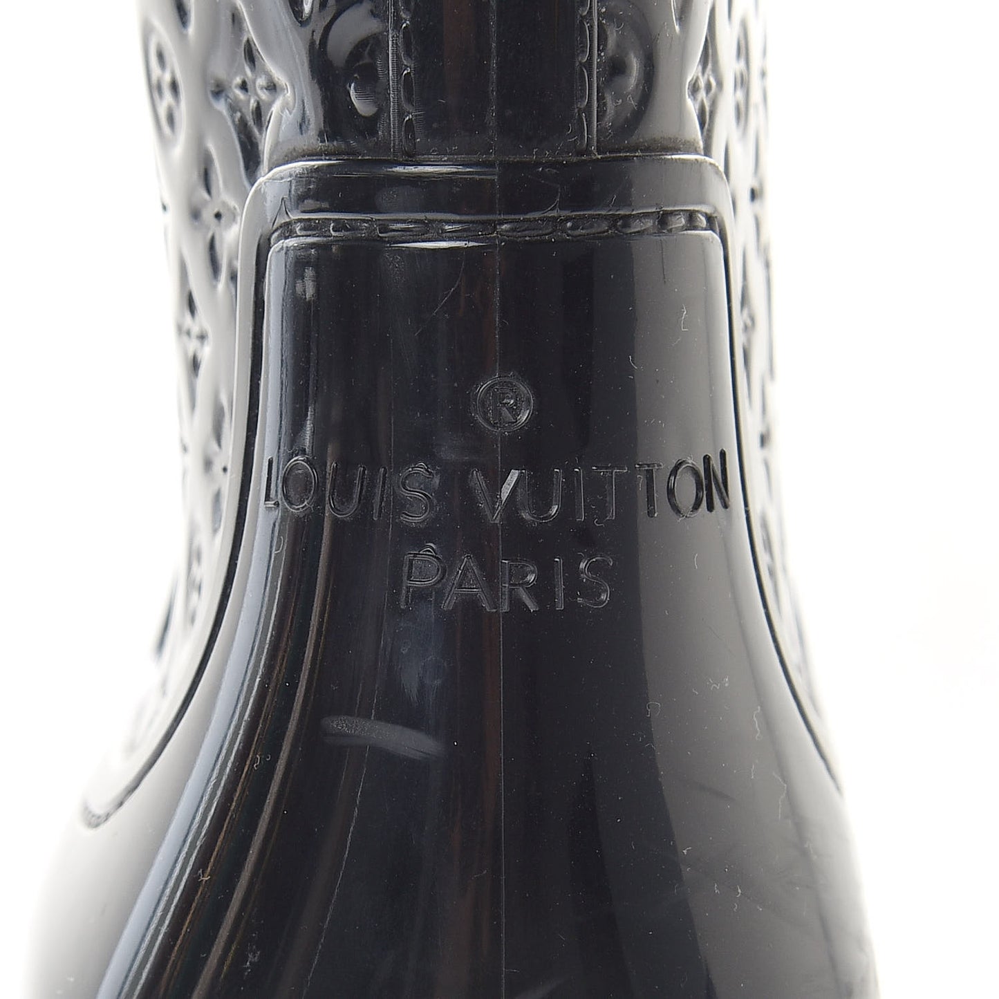 Rubber Embossed Monogram Splash Rain Boots 37 Black