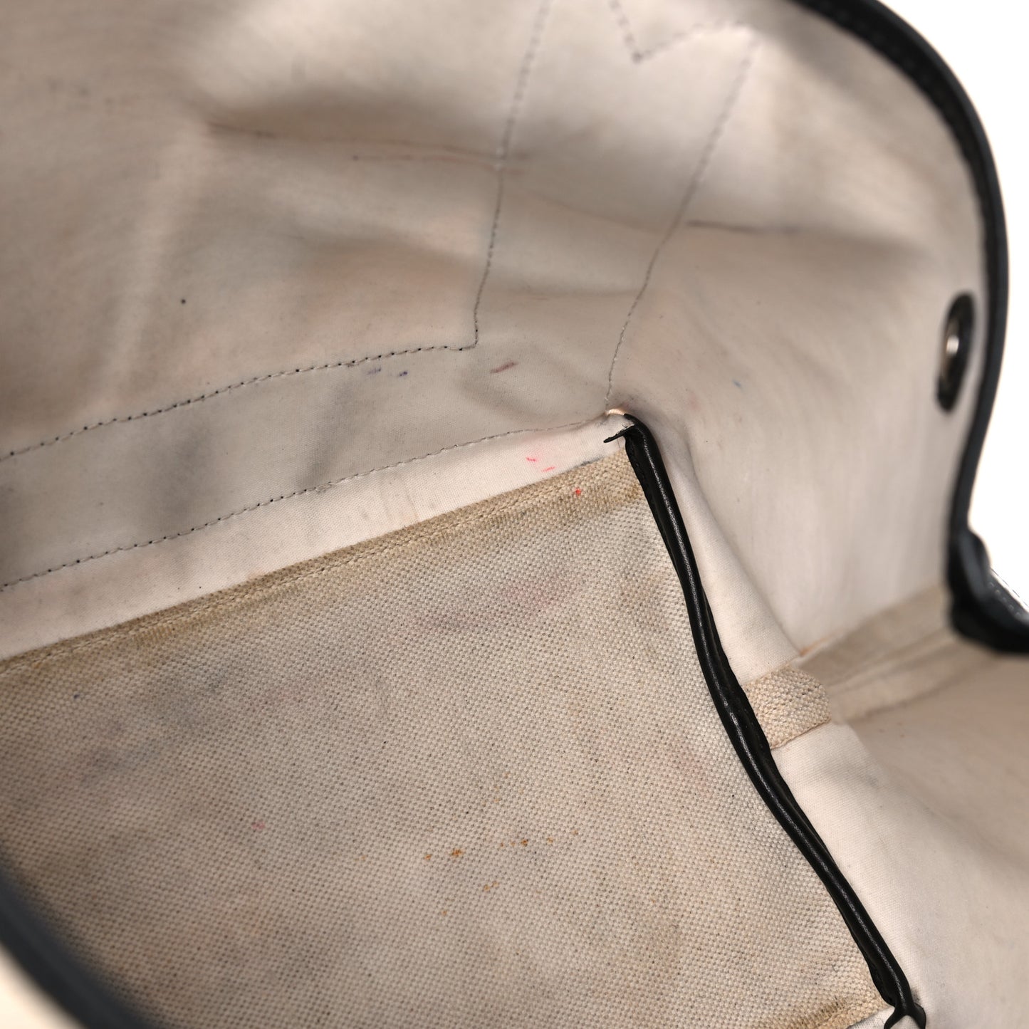 Cotton Canvas Satin Calfskin S Navy Cabas Natural Black