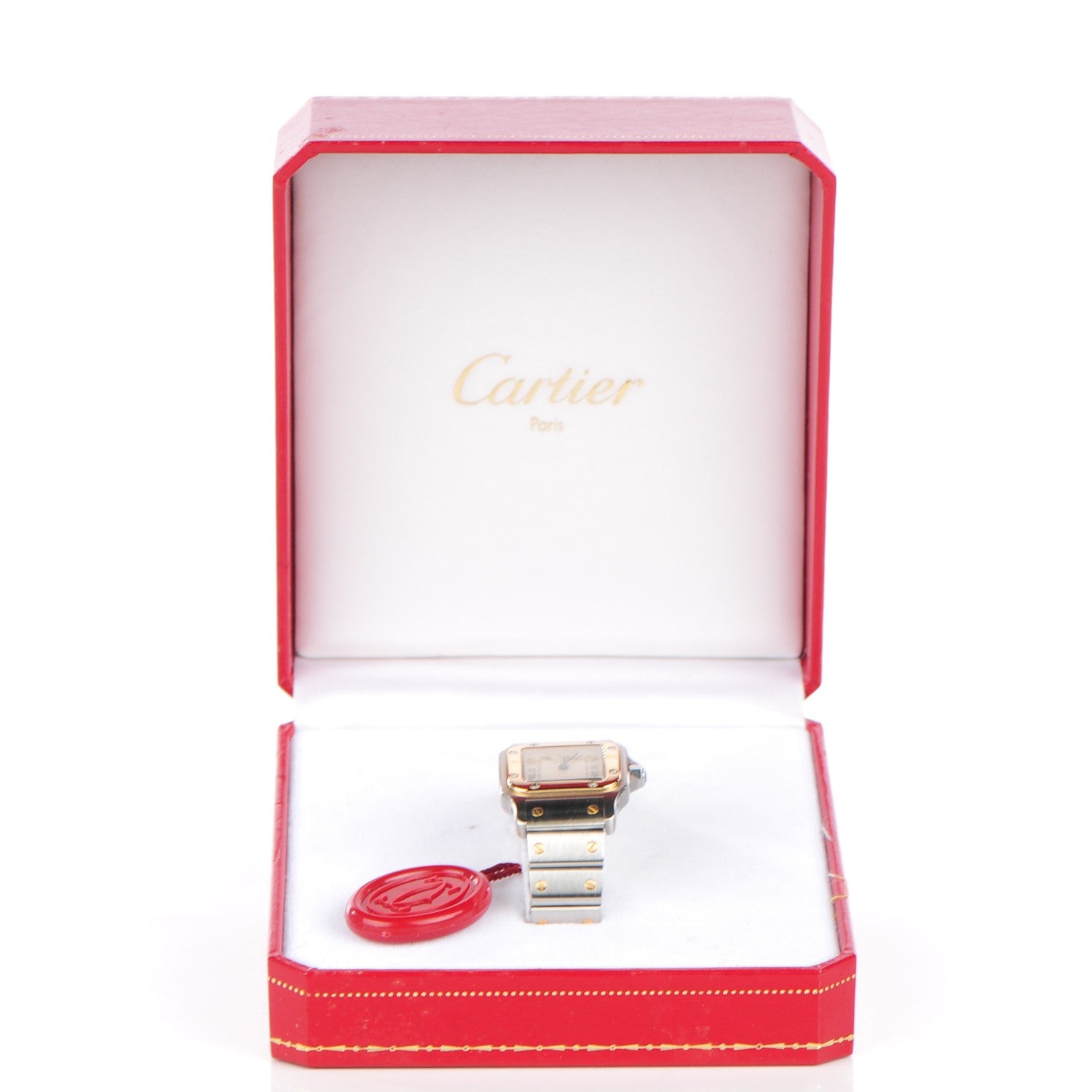 Cartier Stainless Steel 18K Yellow Gold 24mm Santos De Cartier Galbee Quartz Watch 8 of 8