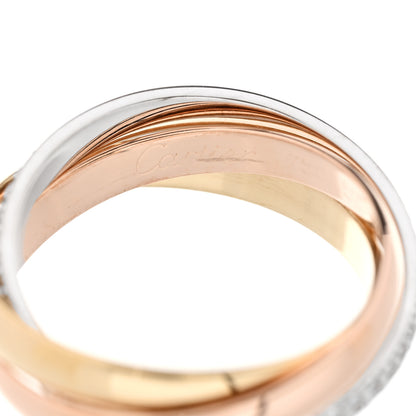 Cartier 18K White Yellow Pink Gold Diamond Small Trinity Paved Ring 52 6 5 of 5