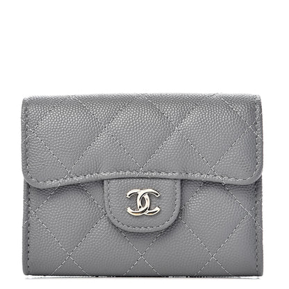 Chanel Caviar Quilted Flap Card Holder Wallet Dark Grey 1 of 8