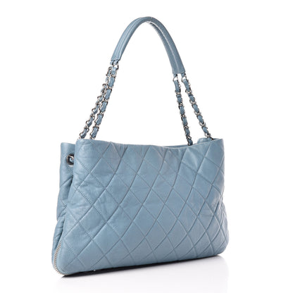 Chanel Caviar Quilted Expandable Zip Shoulder Bag Blue 3 of 10