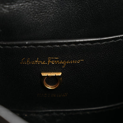 Salvatore Ferragamo Calfskin Small Margot Top Handle Satchel Bone Black 6 of 13