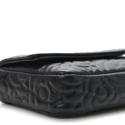 Chanel Lambskin Camellia Embossed Chain Belt Bag Black 10 of 11