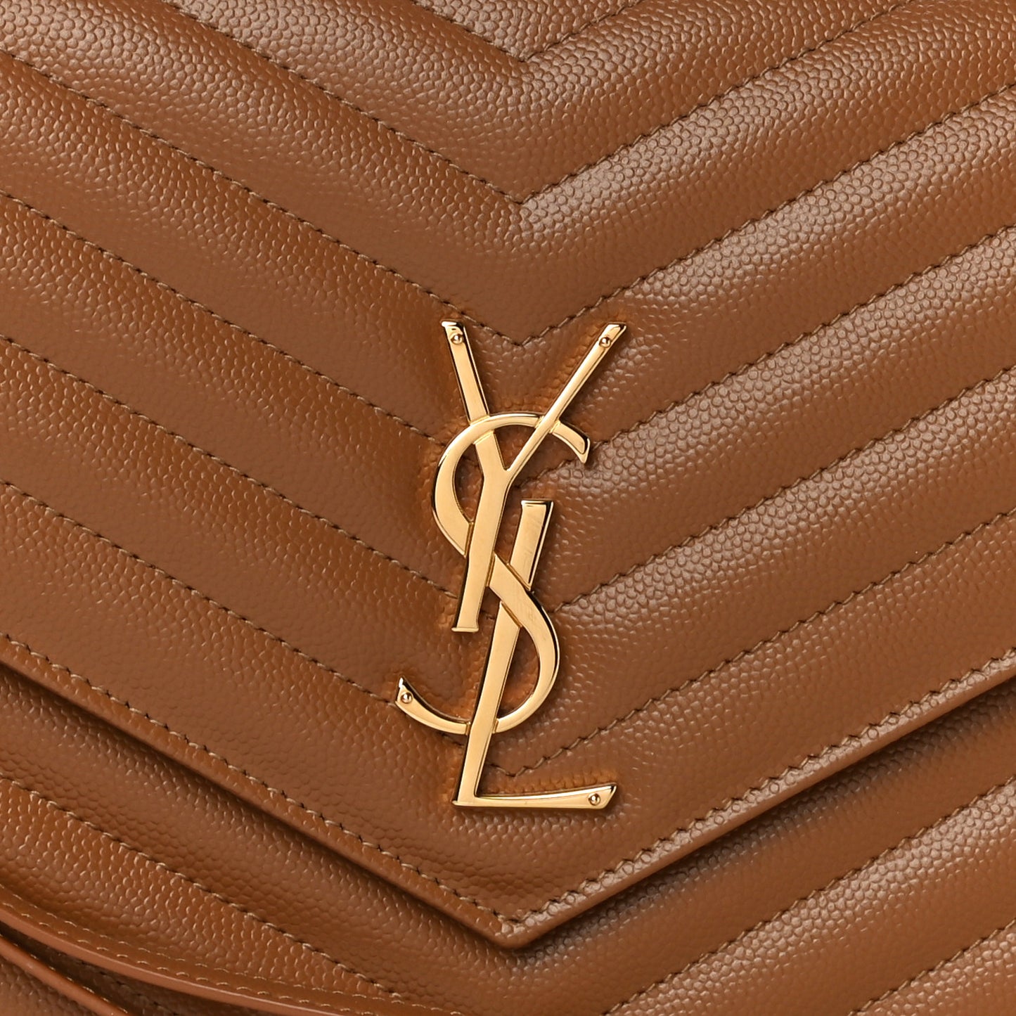 Grain De Poudre Matelasse Chevron Monogram Cassandre Flap Pouch Natural Dark