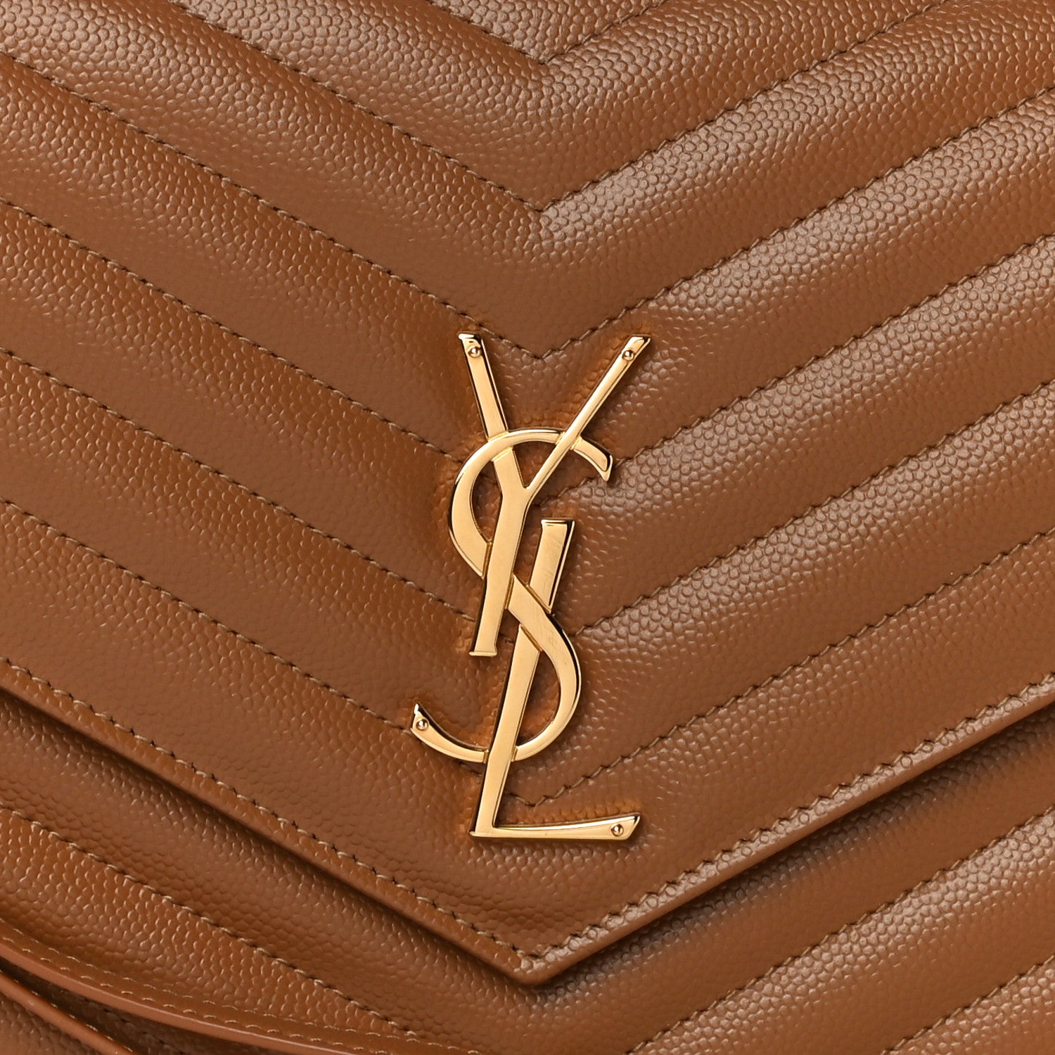 Saint Laurent Grain De Poudre Matelasse Chevron Monogram Cassandre Flap Pouch Natural Dark 8 of 11