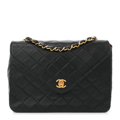 Chanel Lambskin Diamond Stitch Envelope Single Flap Black 1 of 9