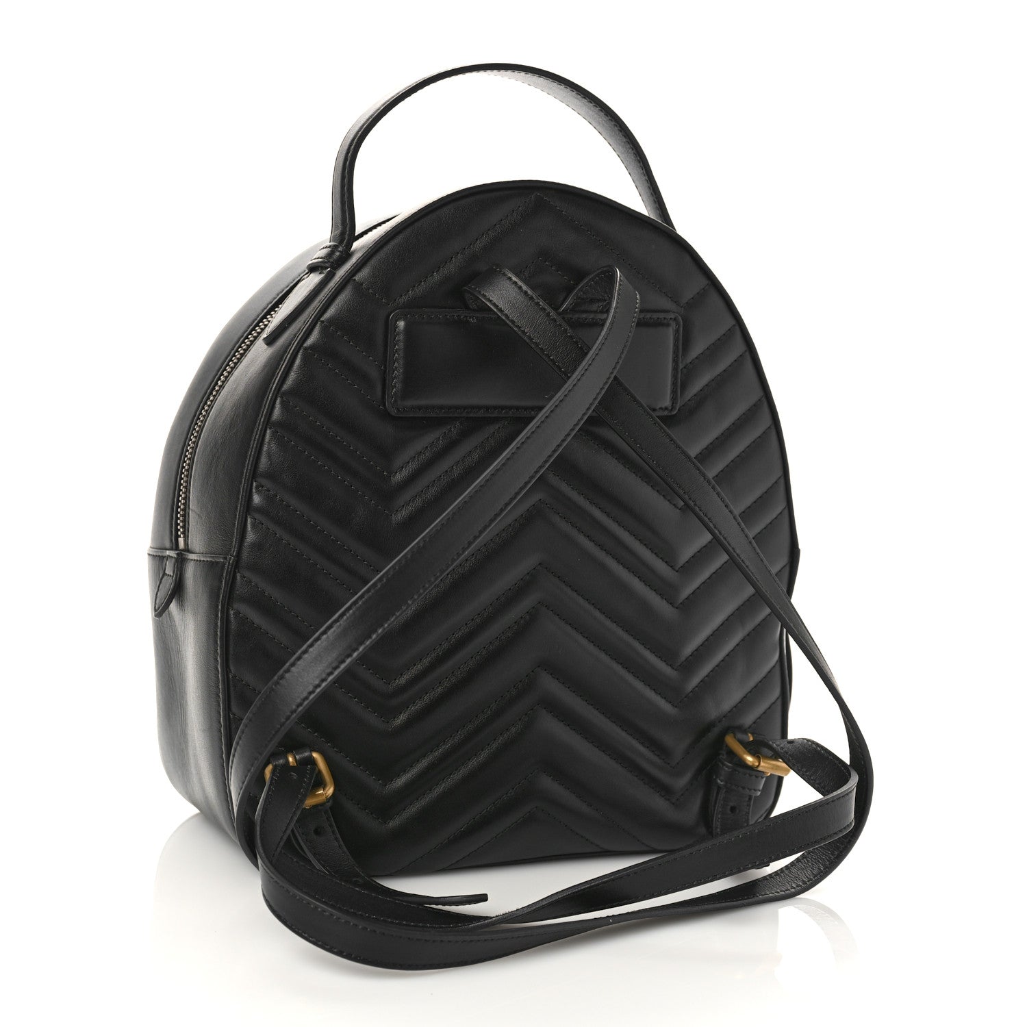 Gucci Calfskin Matelasse GG Marmont Dome Backpack Black 3 of 9
