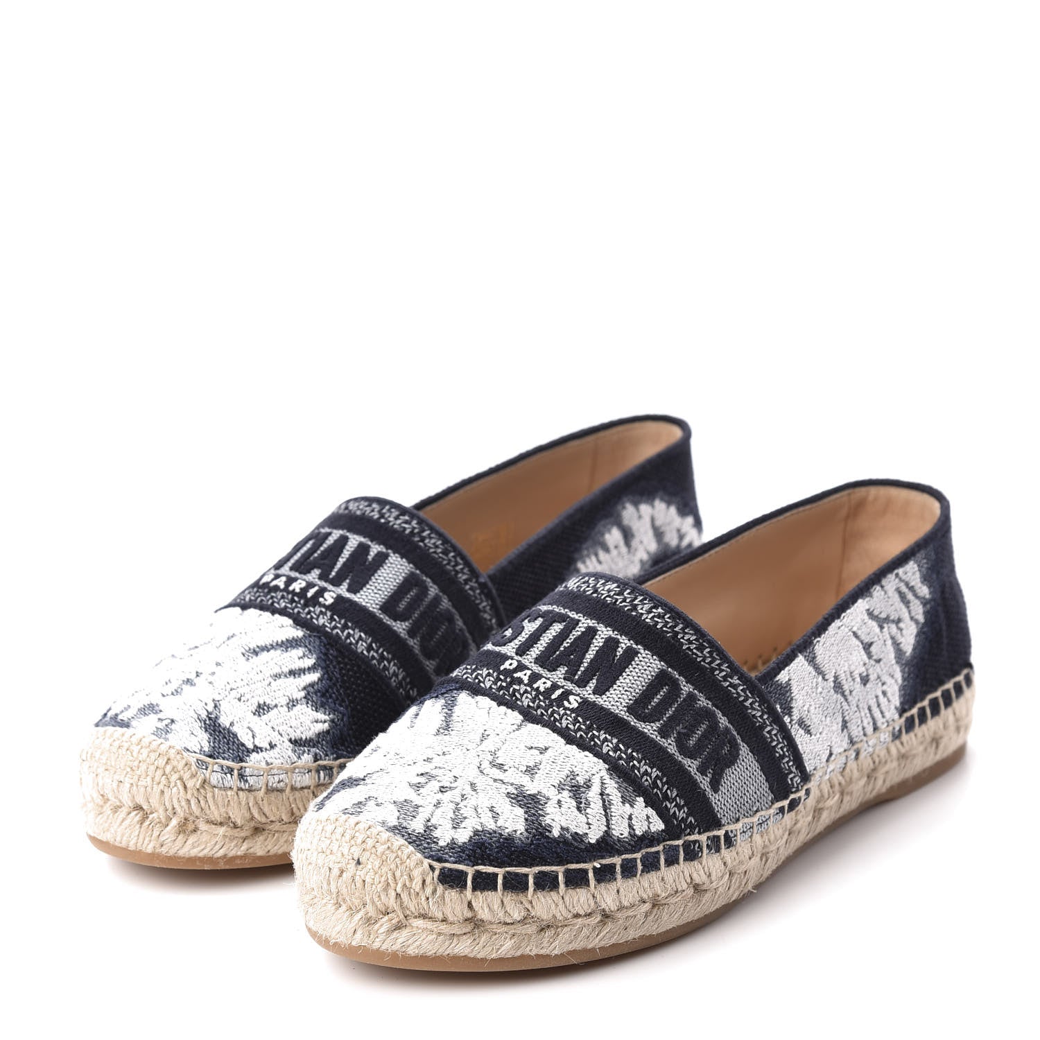 Christian Dior Canvas Tie and Dior Embroidered Granville 15mm Espadrilles 37.5 Denim 3 of 9