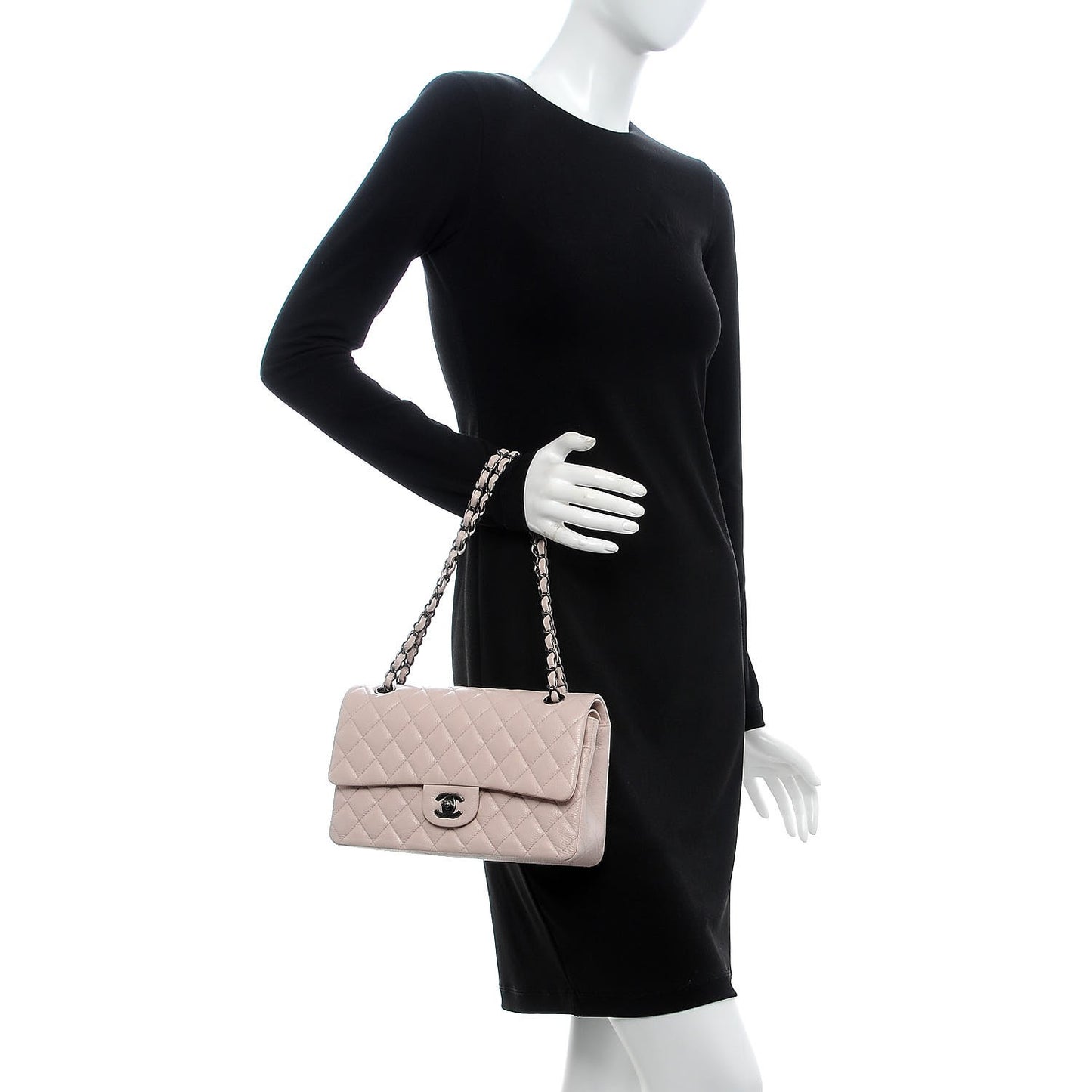Caviar Quilted Medium Double Flap Pink