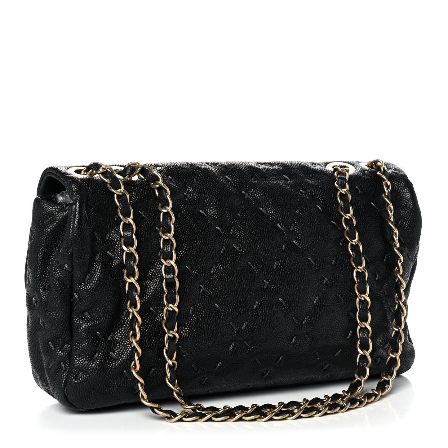Caviar Stitched Flap Black