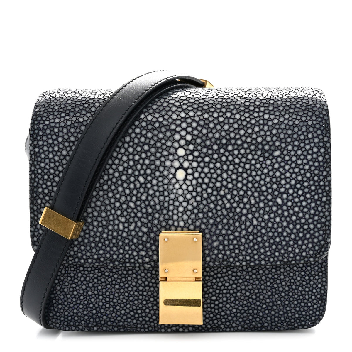 Stingray Small Classic Box Flap Bag Navy