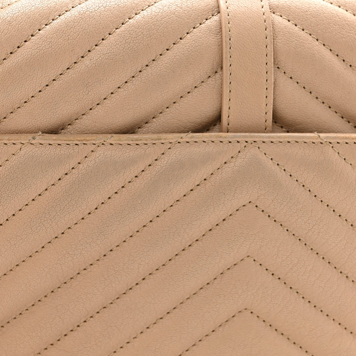 Sheepskin Matelasse Chevron Monogram Medium College Bag Dark Beige