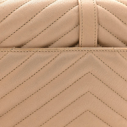Saint Laurent Sheepskin Matelasse Chevron Monogram Medium College Bag Dark Beige 11 of 13