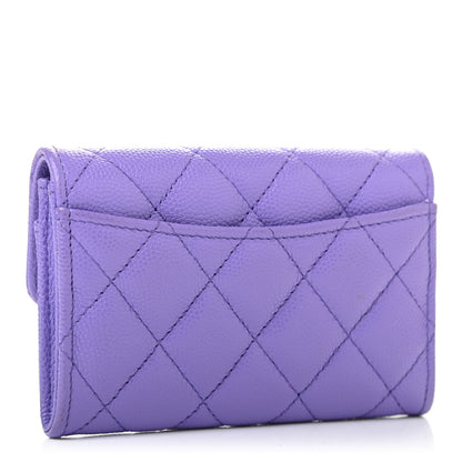Chanel Caviar Quilted Flap Card Holder Wallet Purple 3 of 8