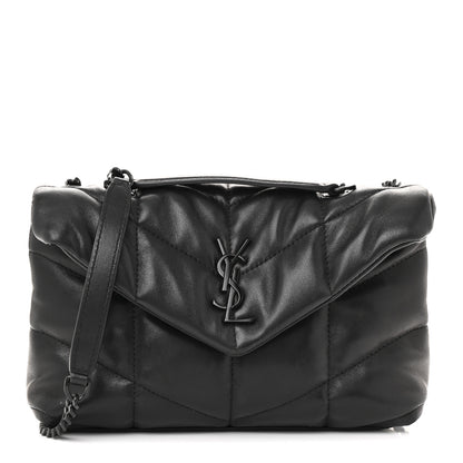 Saint Laurent Lambskin Quilted Toy Loulou Puffer Monogram Monochrome Chain Satchel Black 1 of 11