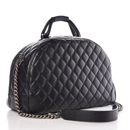 Chanel Calfskin Quilted Medium Airlines Round Trip Bowling Bag Black 3 of 8