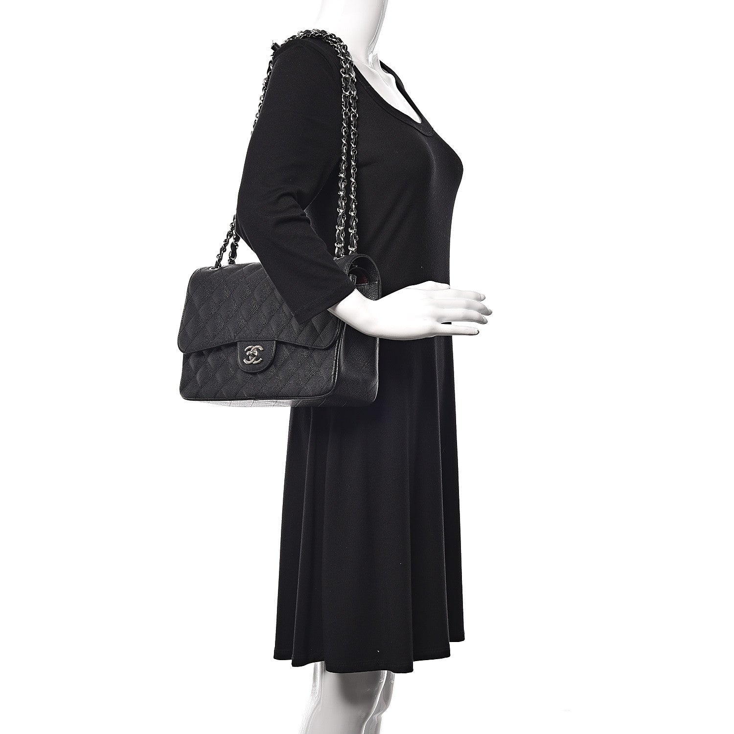 Chanel Caviar Quilted Jumbo Double Flap Black 2 of 10