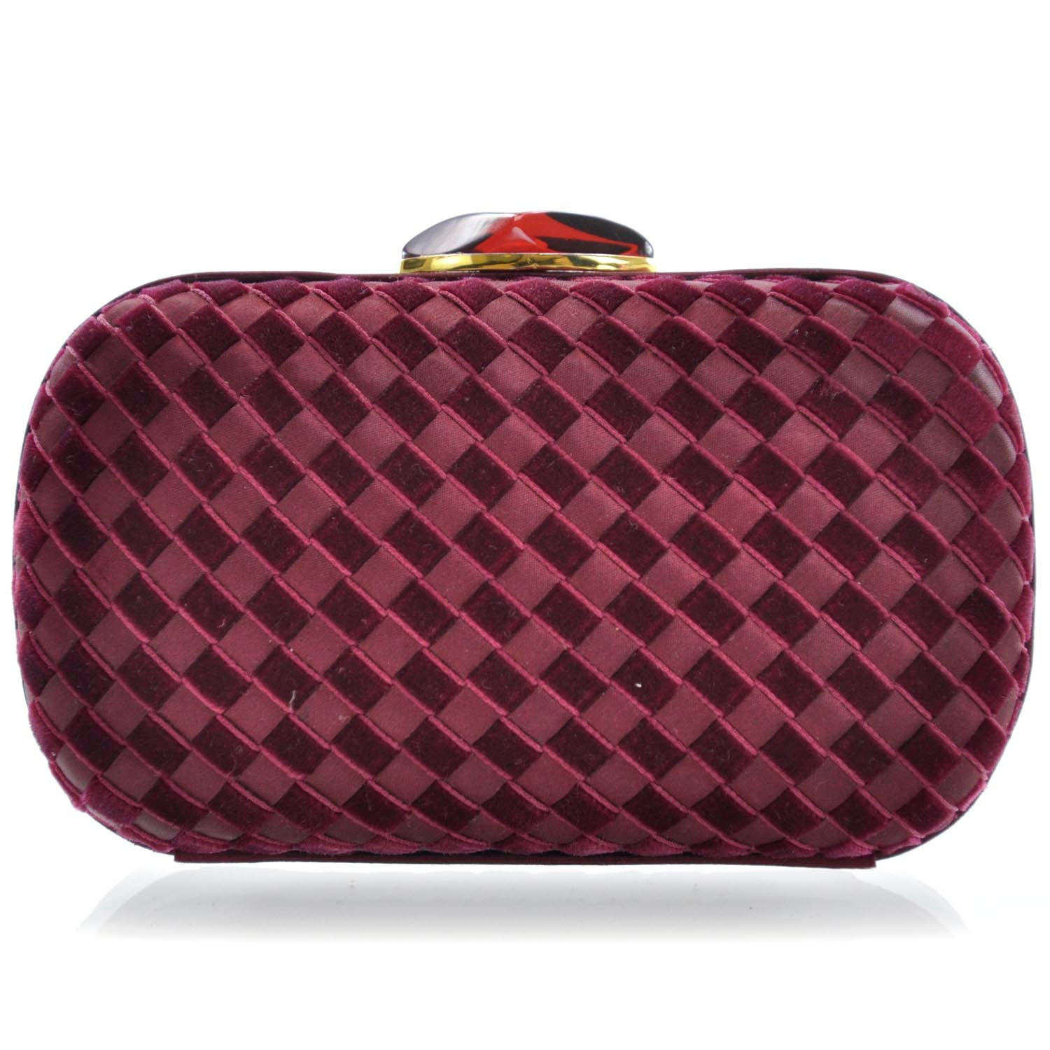 Bottega Veneta Satin Velvet Woven Evening Clutch 1 of 5