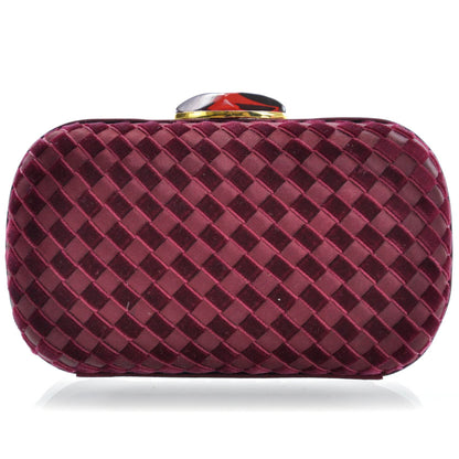 Bottega Veneta Satin Velvet Woven Evening Clutch 1 of 5
