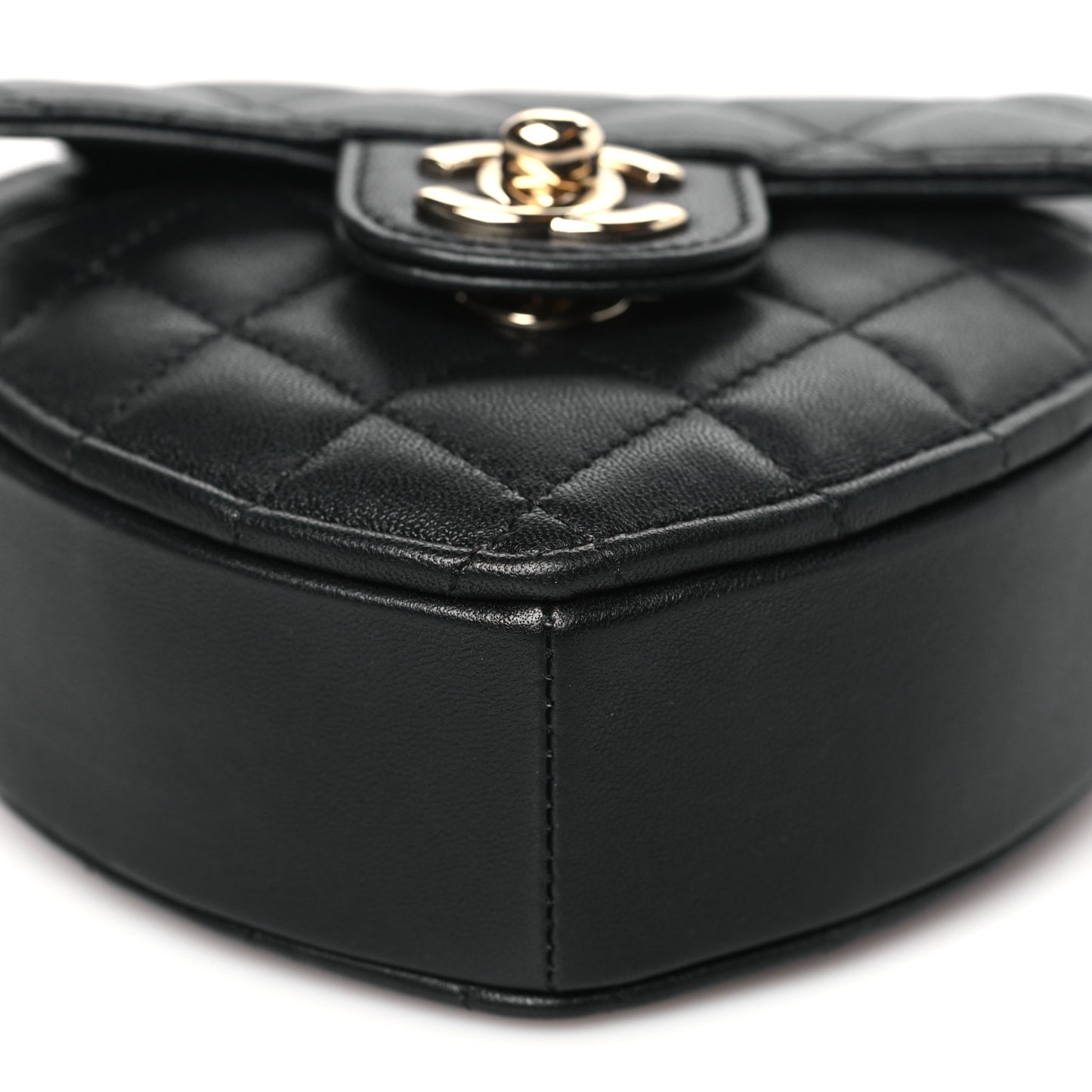 Lambskin Quilted CC In Love Heart Clutch With Chain Black