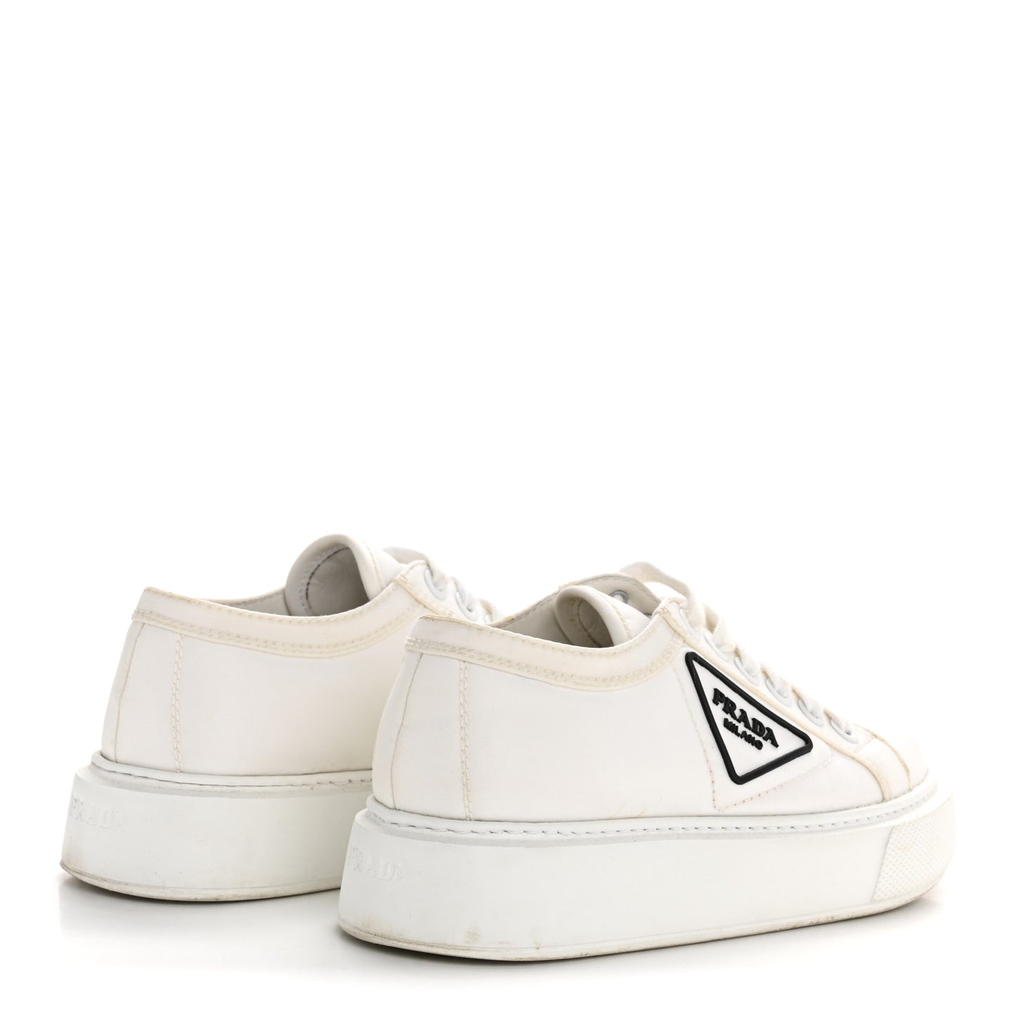 Nylon Gabardine Triangle Logo Platform Sneakers 35 White