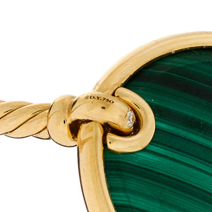 David Yurman 18K Yellow Gold Diamond Malachite DY Elements Bangle Bracelet 3 of 4