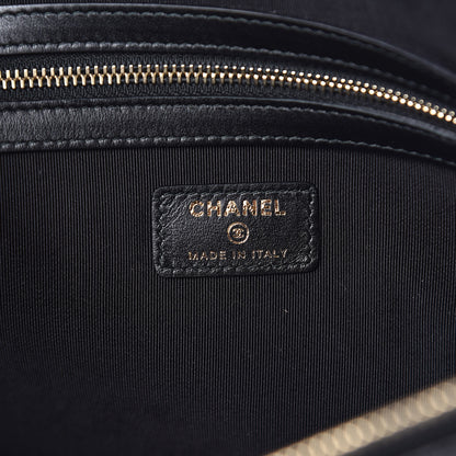 Chanel Caviar Chevron Quilted Large Boy Cosmetic Case Black 8 of 9