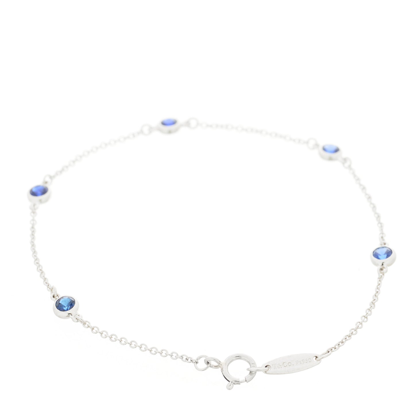 Platinum Blue Sapphire Elsa Peretti Color By The Yard 5 Station Bracelet