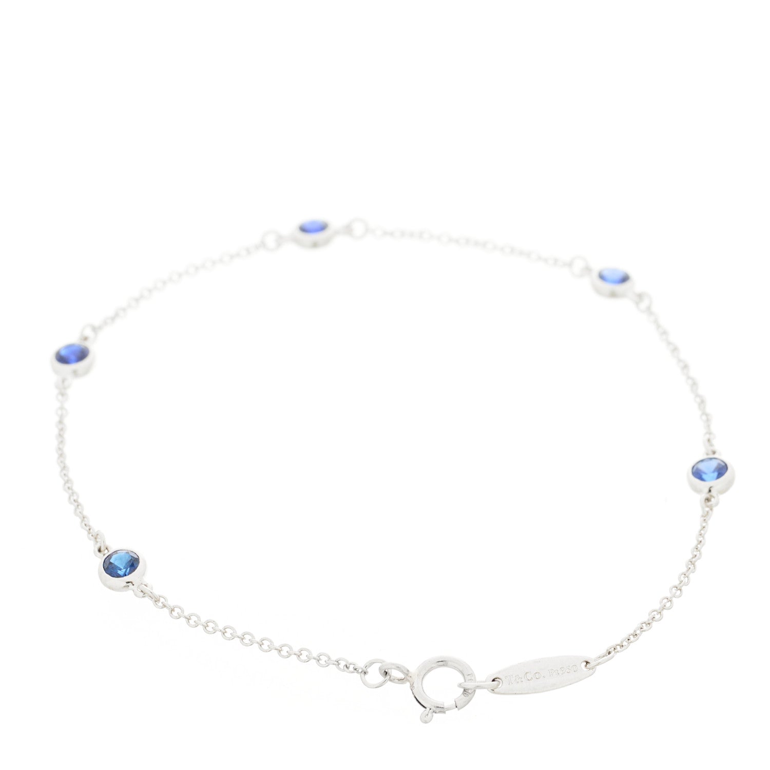 Tiffany Platinum Blue Sapphire Elsa Peretti Color By The Yard 5 Station Bracelet 2 of 5