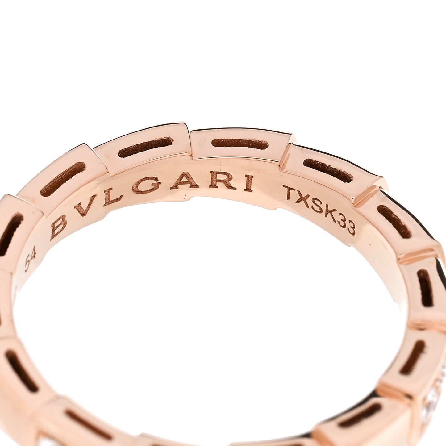 18K Rose Gold Diamond Serpenti Viper Ring 54 6.75