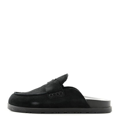 Hermes Suede Calfskin Go Mules 37 Black 1 of 10