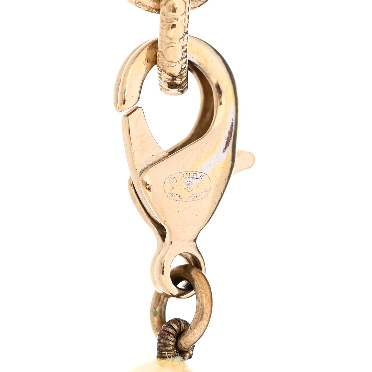 Graduated Pearl Crystal CC Bracelet Gold