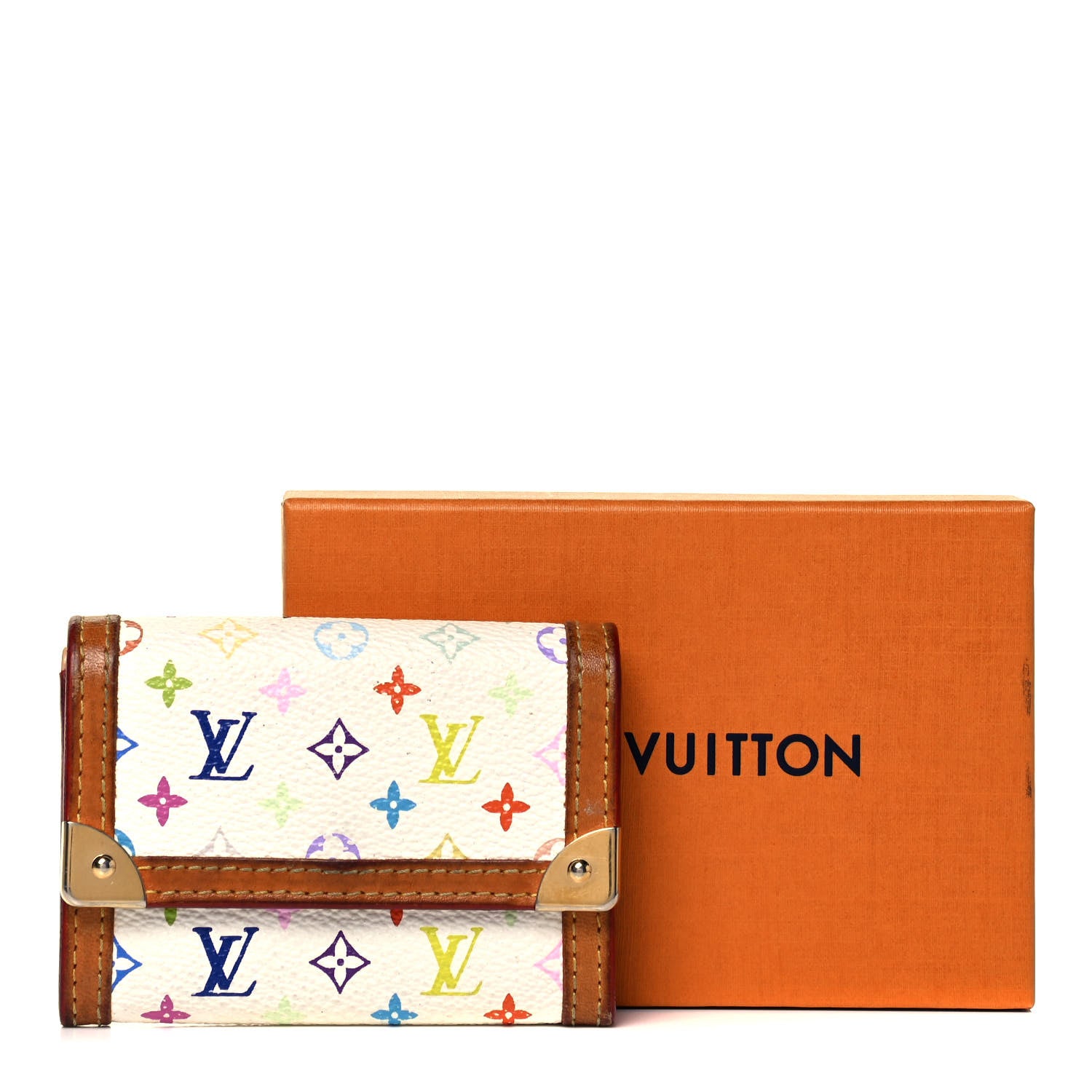 Louis Vuitton Monogram Multicolor Porte-Monnaie Plat Coin Purse White 7 of 7