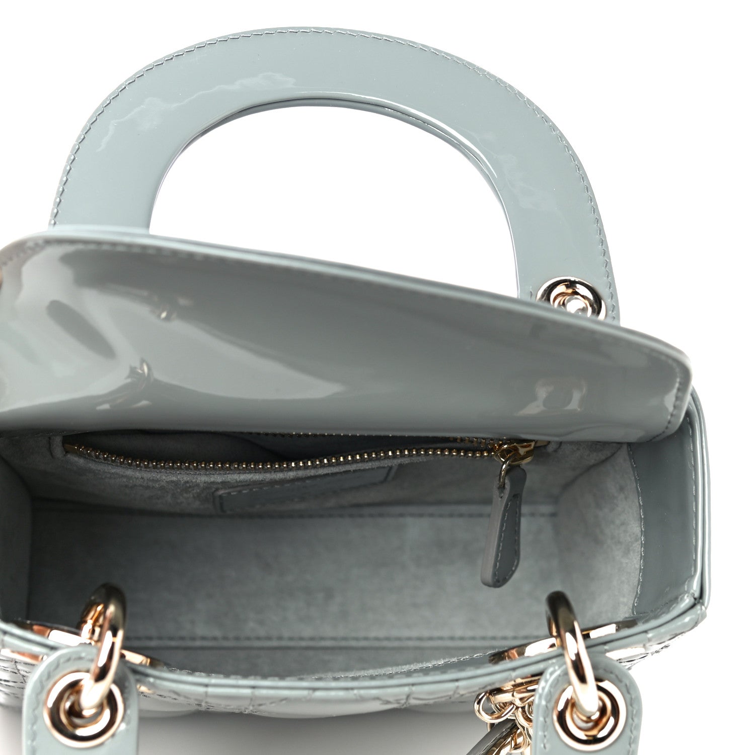 Christian Dior Patent Cannage Mini Lady Dior Grey Stone 5 of 11