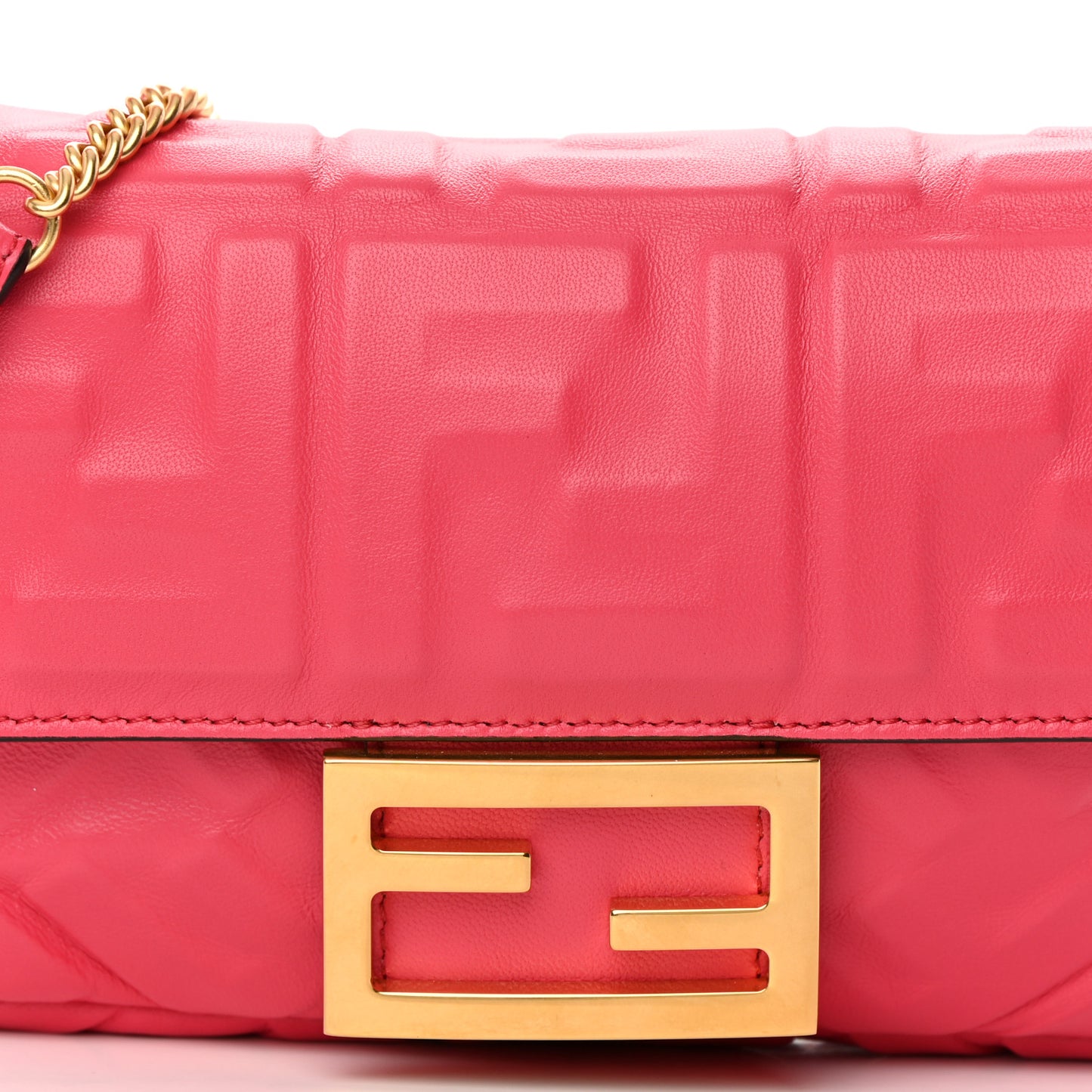 Nappa FF 1974 Embossed Mini Baguette Lampone
