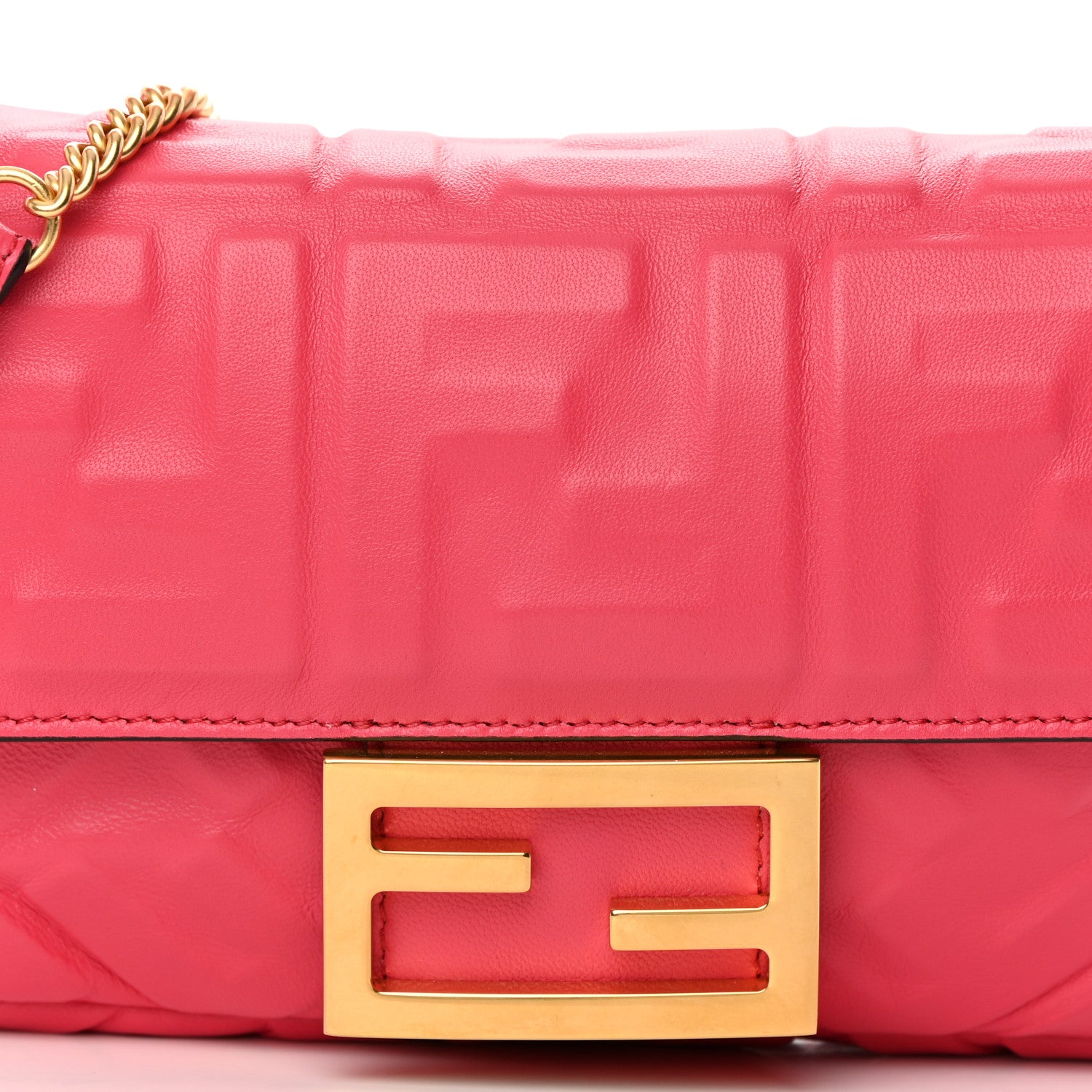 Fendi Nappa FF 1974 Embossed Mini Baguette Lampone 7 of 12
