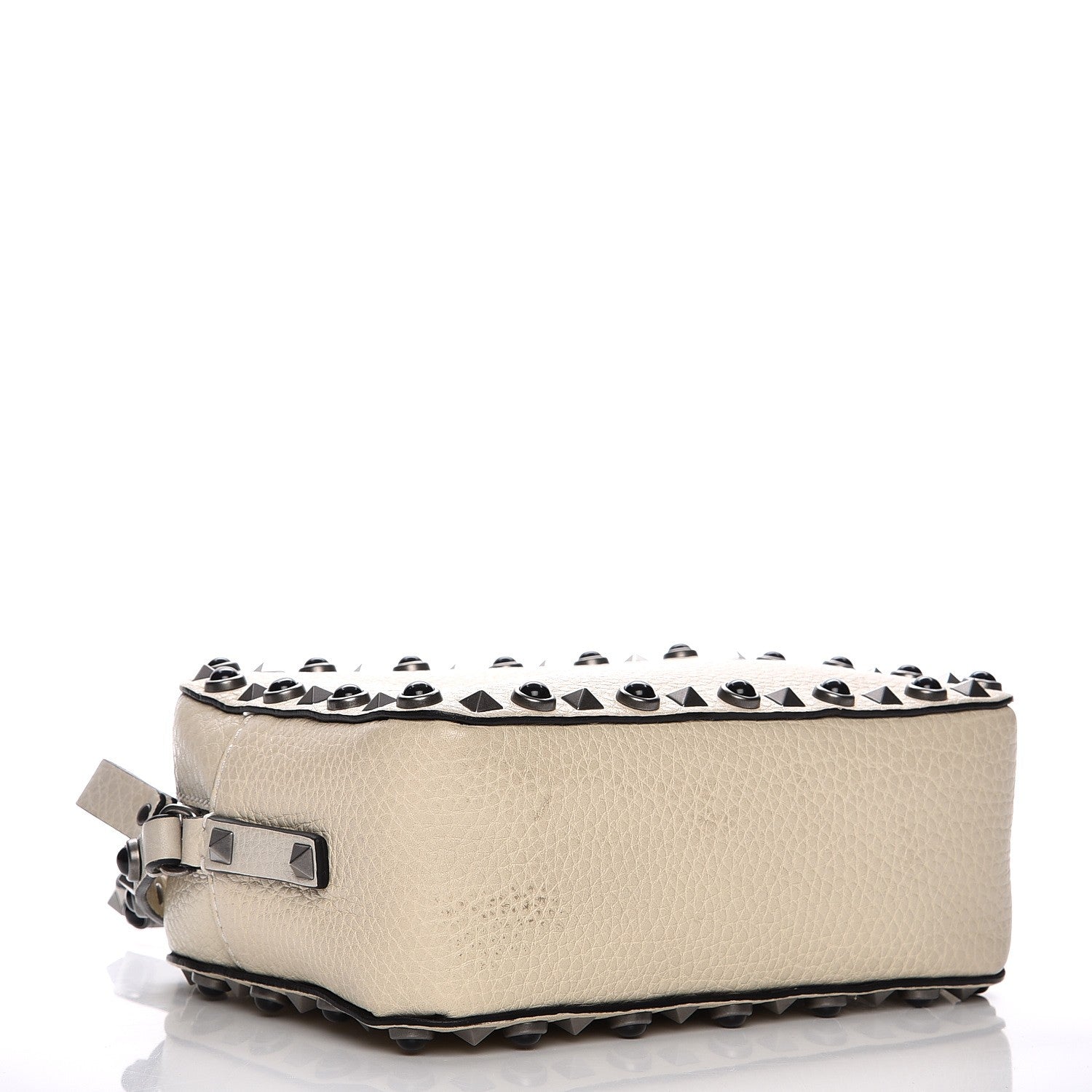 Valentino Garavani Grained Calfskin Turquoise Rockstud Rolling Camera Crossbody Bag Ivory 4 of 8