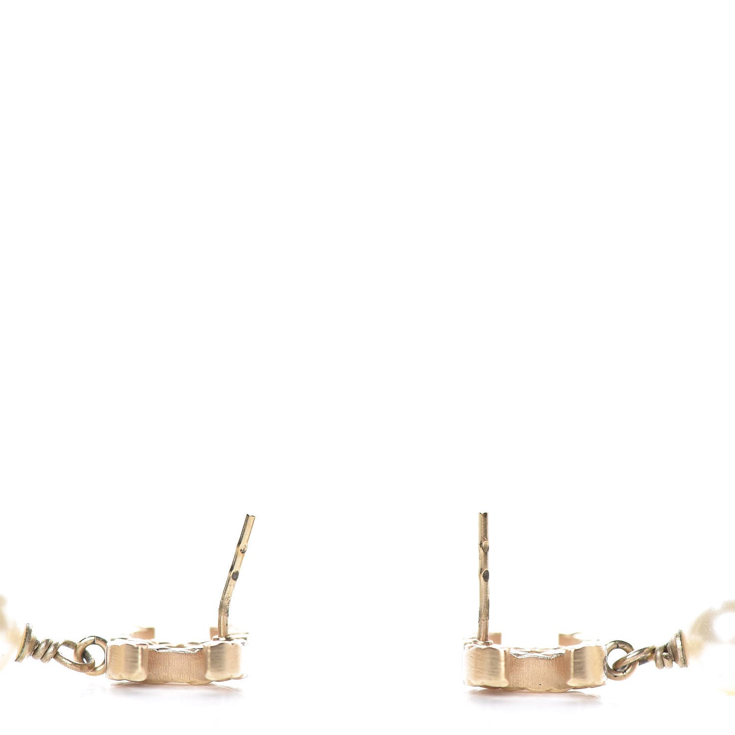 Pearl Quilted CC Drop Earrings Gold