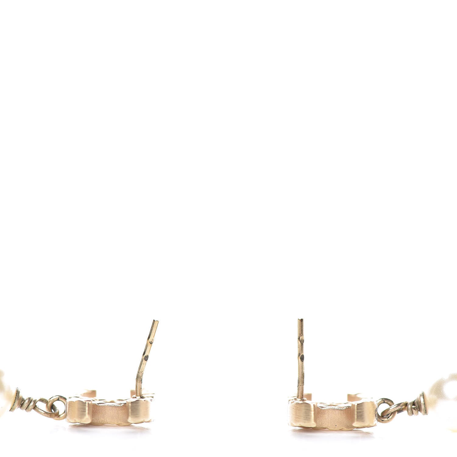 Chanel Pearl Quilted CC Drop Earrings Gold 4 of 4