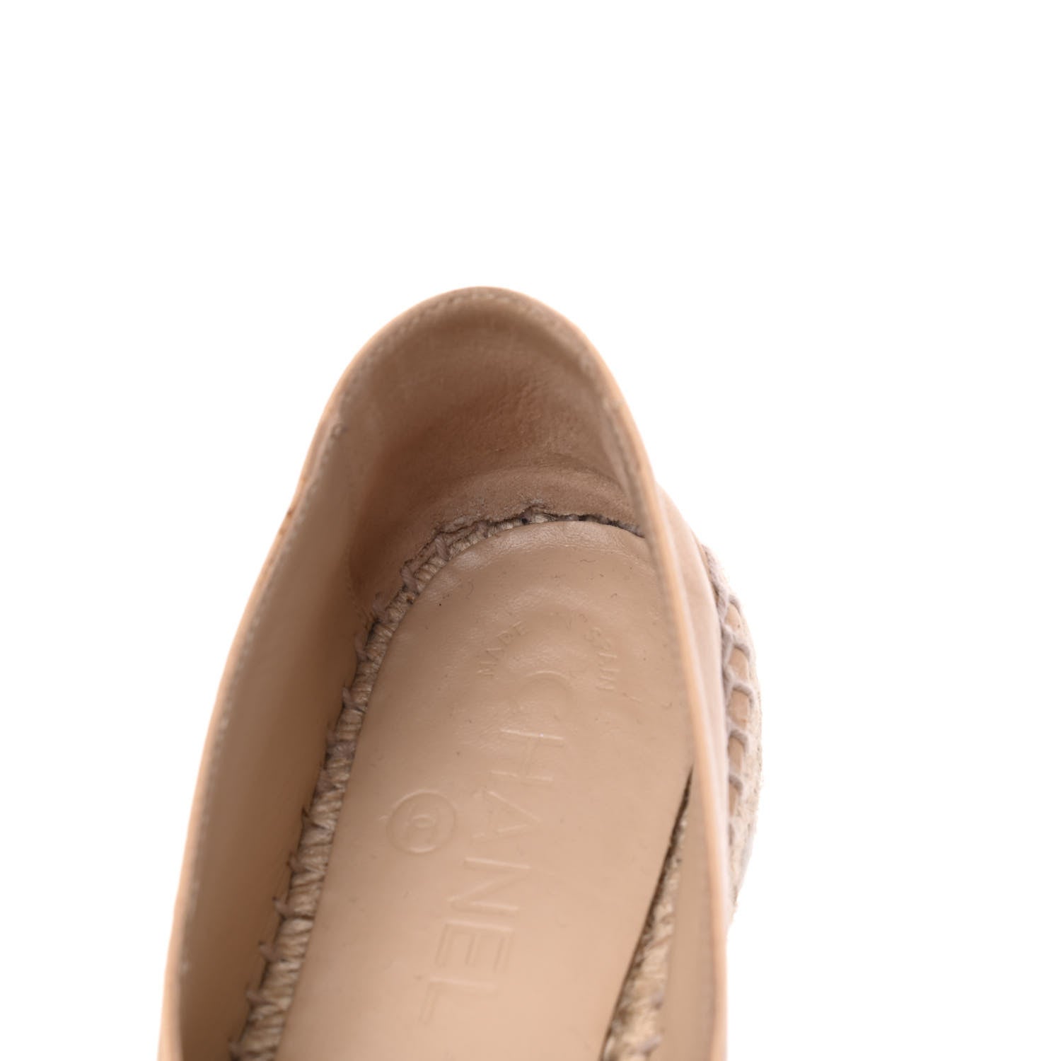 Chanel Lambskin CC Espadrilles 35 Beige Black 10 of 22