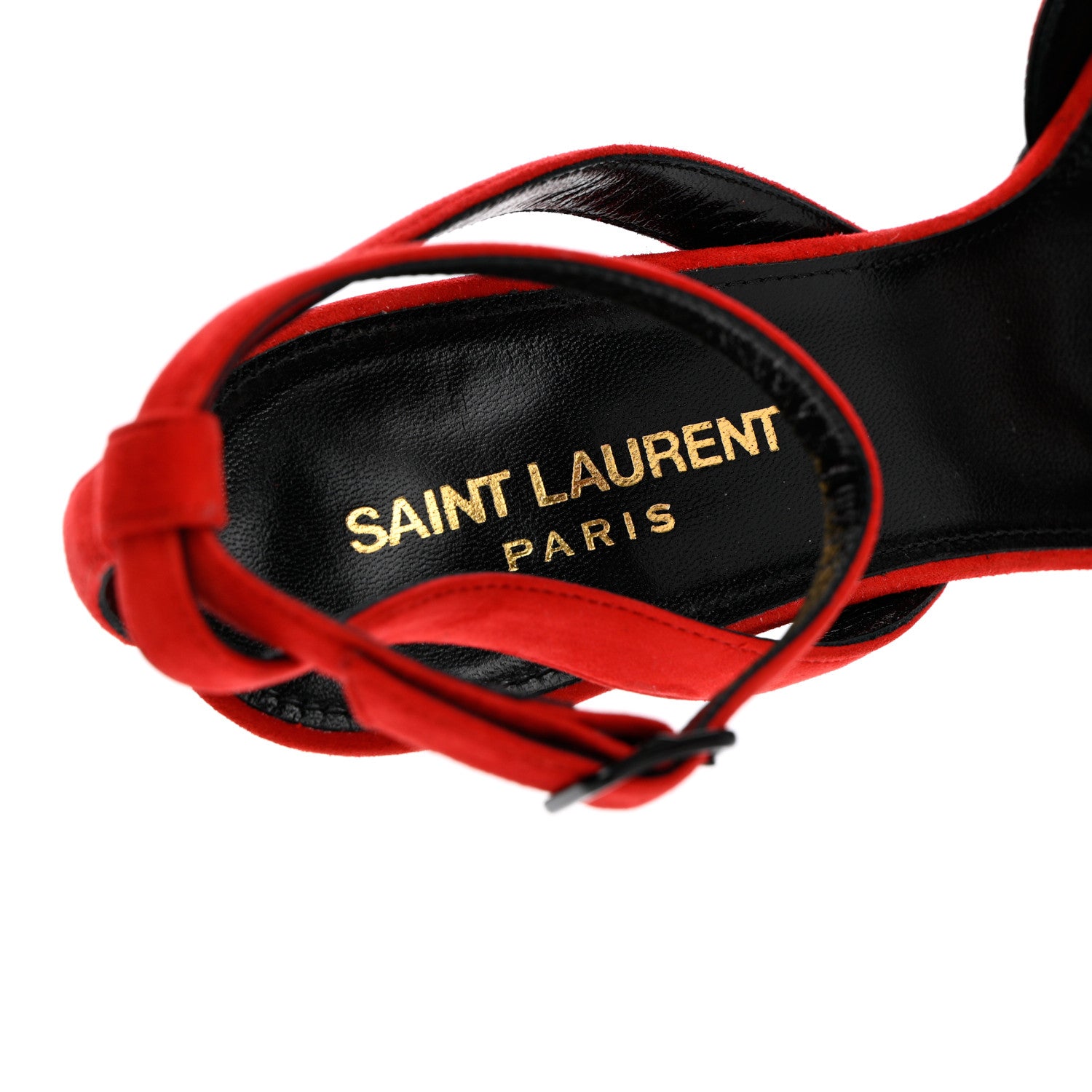 Saint Laurent Kid Scamosciato Tribute 105 Open Toe Platform Sandals 37.5 Rouge Eros 7 of 14