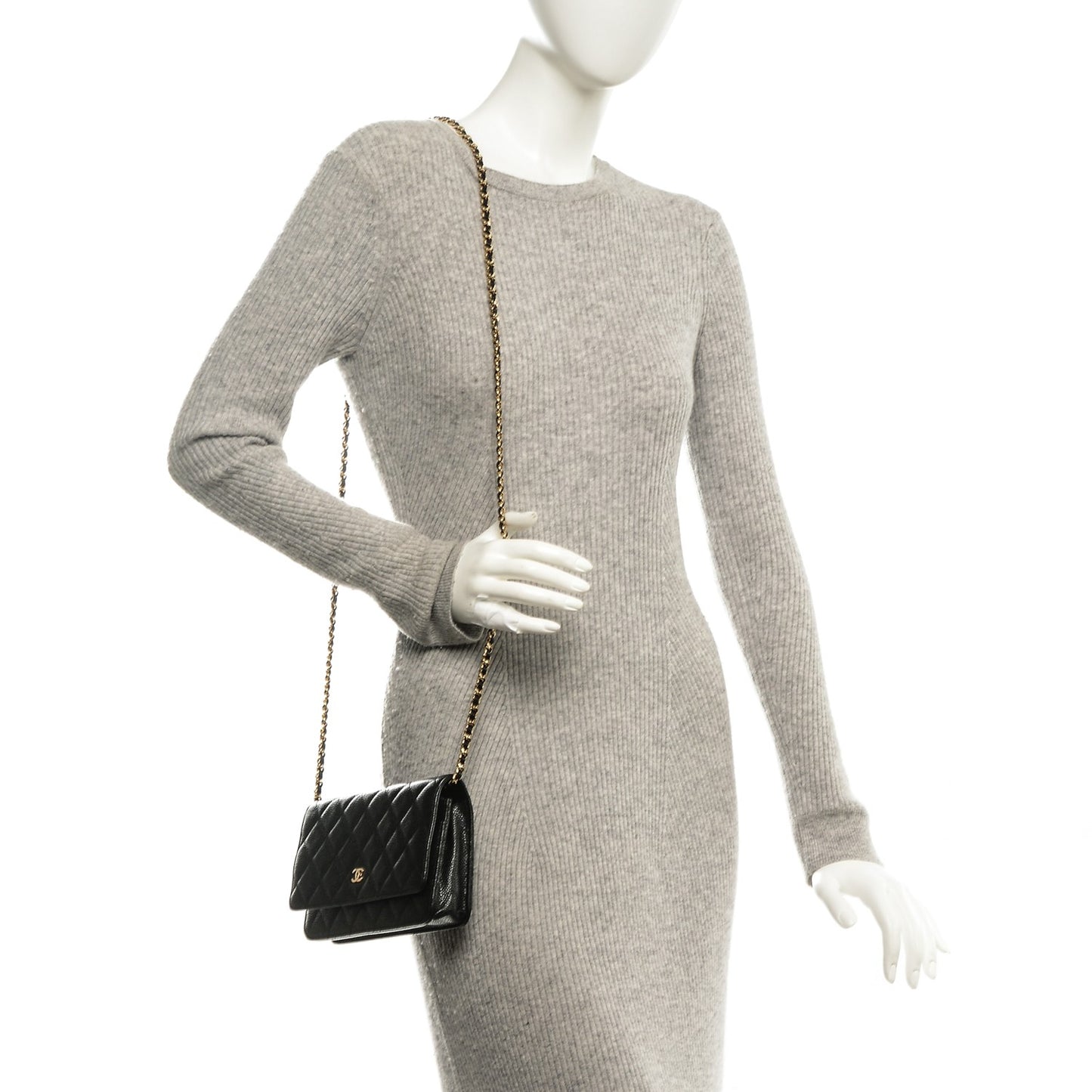 Caviar Quilted Wallet On Chain WOC Black