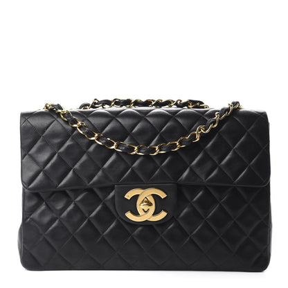 Chanel Lambskin Quilted XL Jumbo Single Flap Black 1 of 15