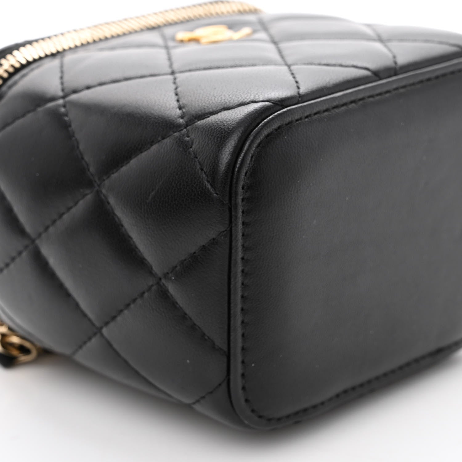 Chanel Lambskin Quilted Mini Pearl Crush Vanity Case With Chain Black 9 of 10