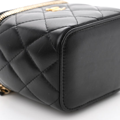 Chanel Lambskin Quilted Mini Pearl Crush Vanity Case With Chain Black 9 of 10