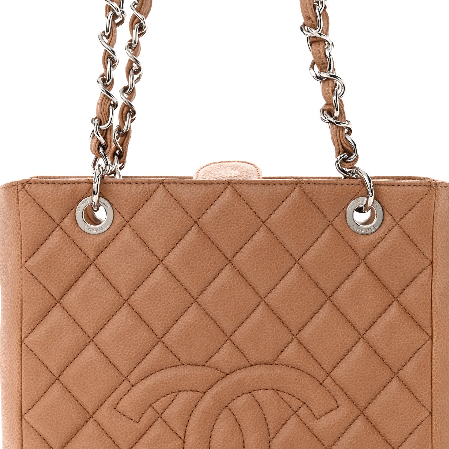 Chanel Caviar Quilted Petit Shopping Tote PST Dark Beige 8 of 11